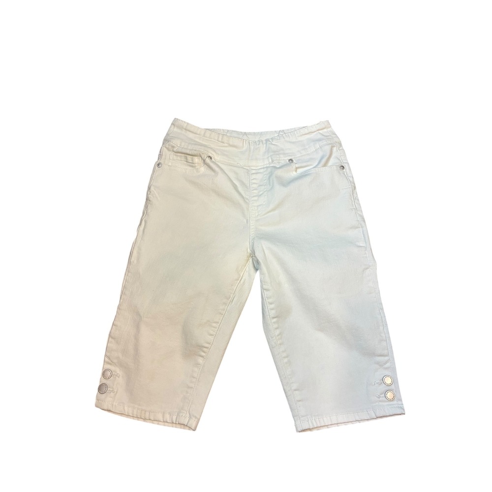Diane Gilman D2 White Denim Stretch Capri Pants Womens Size‎ 6 Cropped Jeans